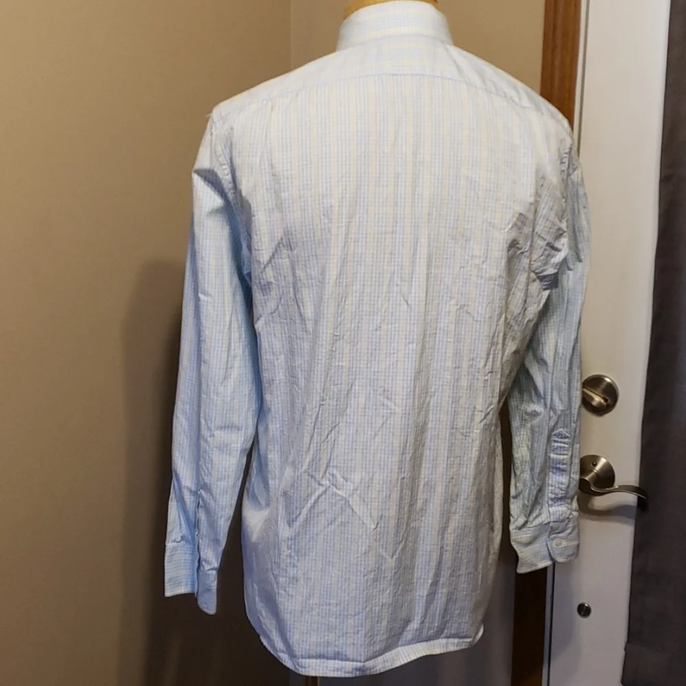 J crew blue yellow checkered 2ply dress shirt